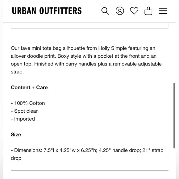 Urban Outfitters Holly simple Mini tote bag NWT - Picture 12 of 12